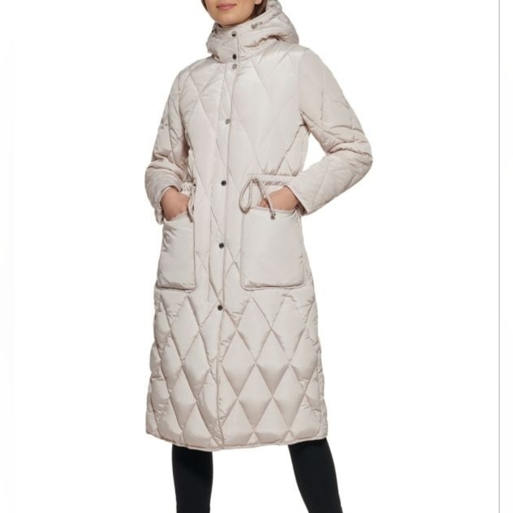 📣 Kenneth Cole NY Quilted Puffer 🧥 Coat 🆕 Tags XL Hood Zip/Snap/Tie Pockets❄️